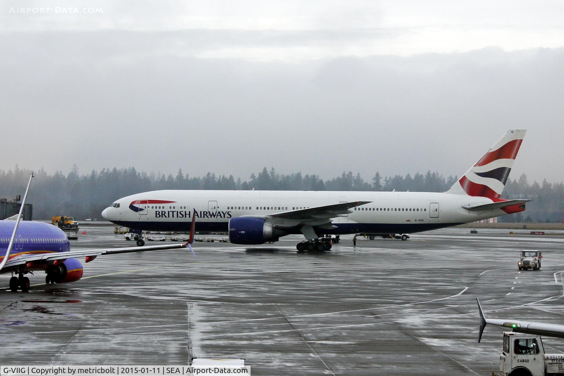 G-VIIG, 1997 Boeing 777-236/ER C/N 27489, Arrival at SEA