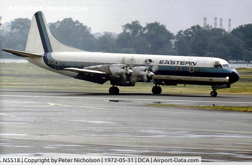 N5518, 1958 Lockheed L-188A Electra C/N 1026, L-188A Electra of Eastern Airlines arriving at what was then known as National Airport at Washington, DC.