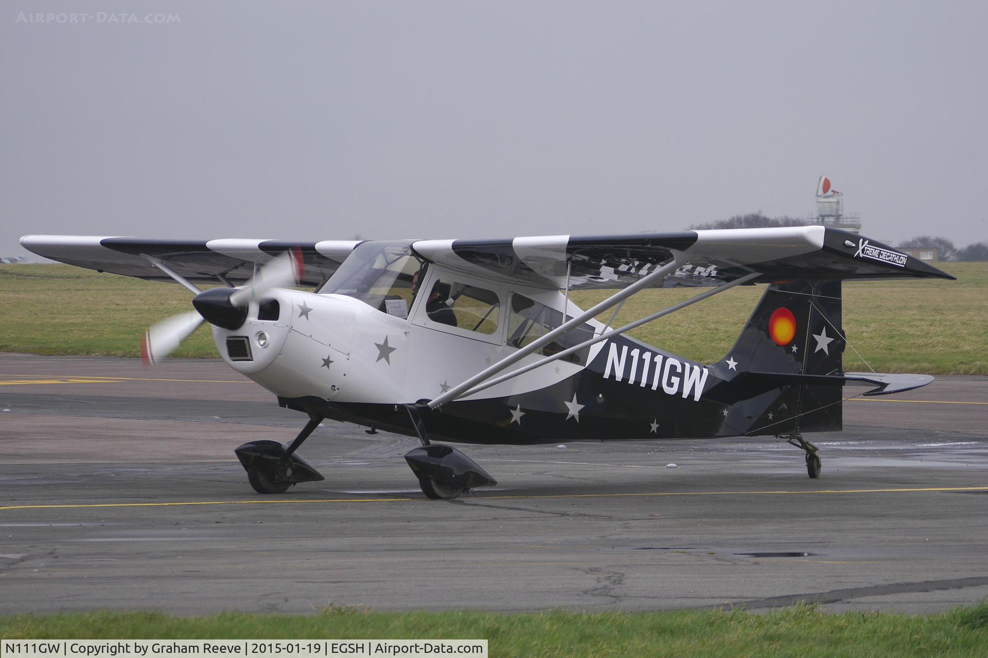 N111GW, 2013 American Champion 8KCAB Decathlon C/N 1123-2013, Just landed at Norwich.