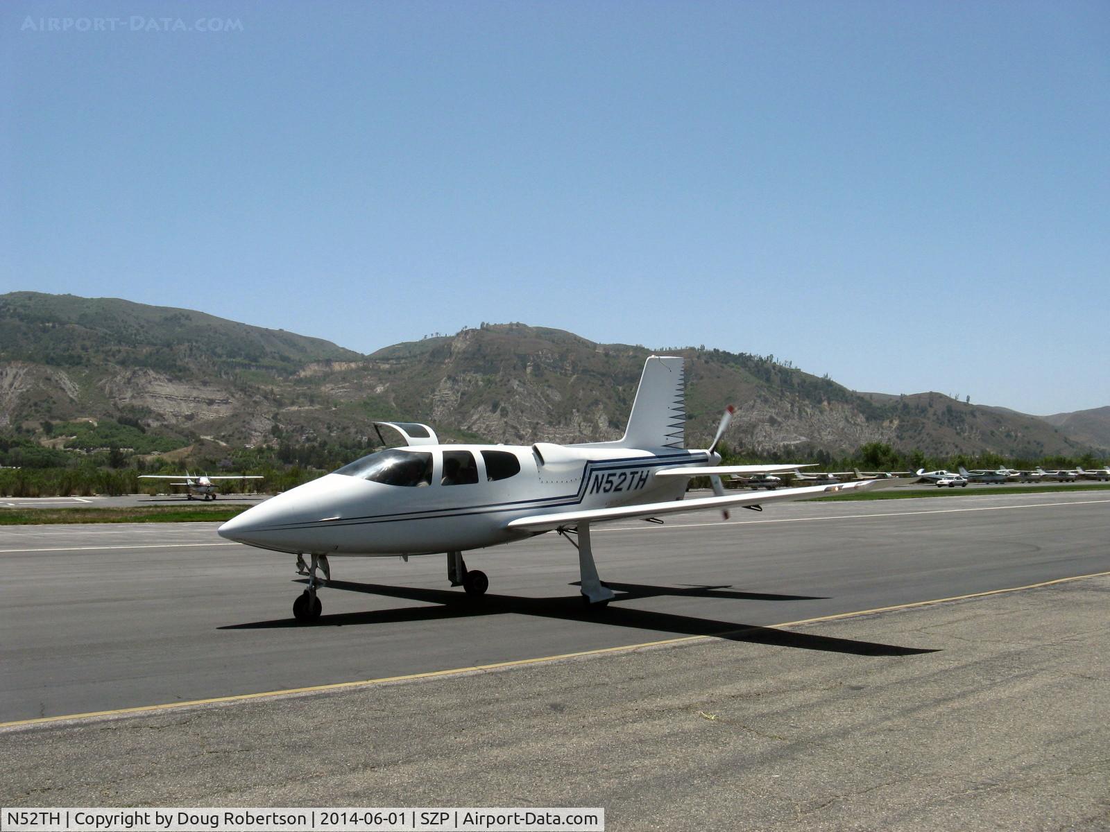 N52TH, 1999 Cirrus VK-30 C/N 143, 1999 Hastings Cirrus Design VK-30, Continental IO-550 300 Hp, tri-blade pusher prop, trailing link main gear, retractable tri-gear, Experimental class, see aloft in DVD 'One Six Right'. Taxi back after landing Rwy 22