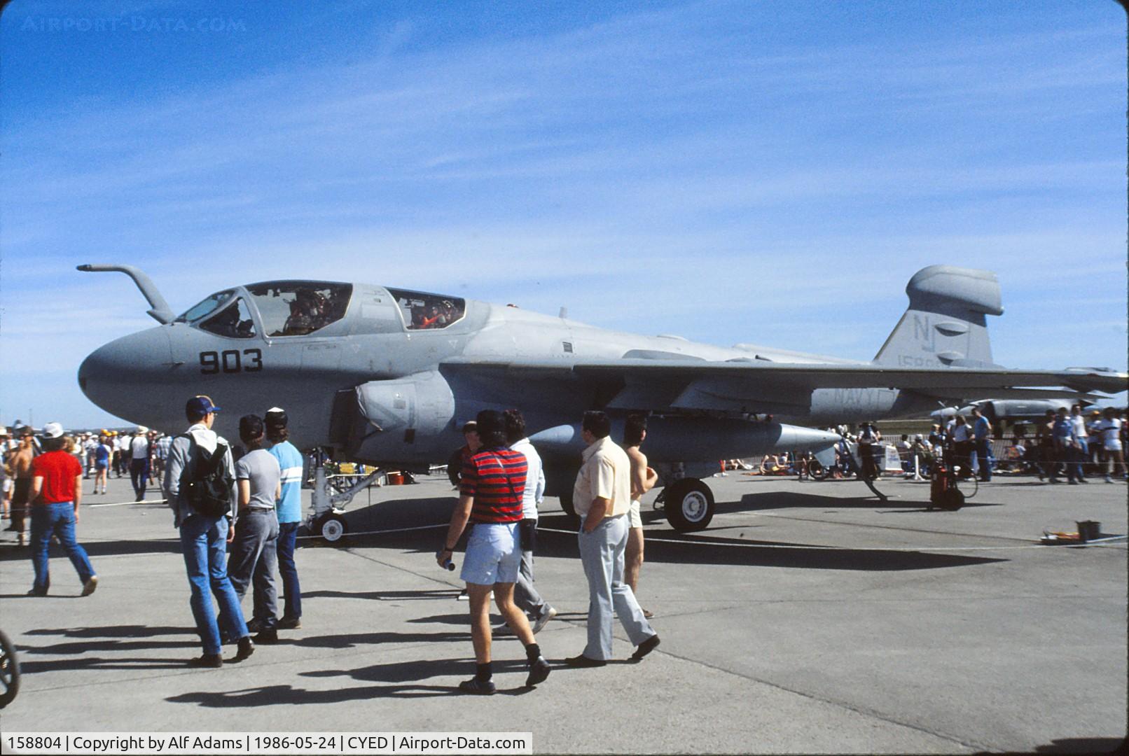 158804, Grumman EA-6B Prowler C/N P-34, Photo shows EA-6B 158804 on display at the annual airshow at Canadian Forces Base Edmonton (Namao), Alberta, Canada in 1986.