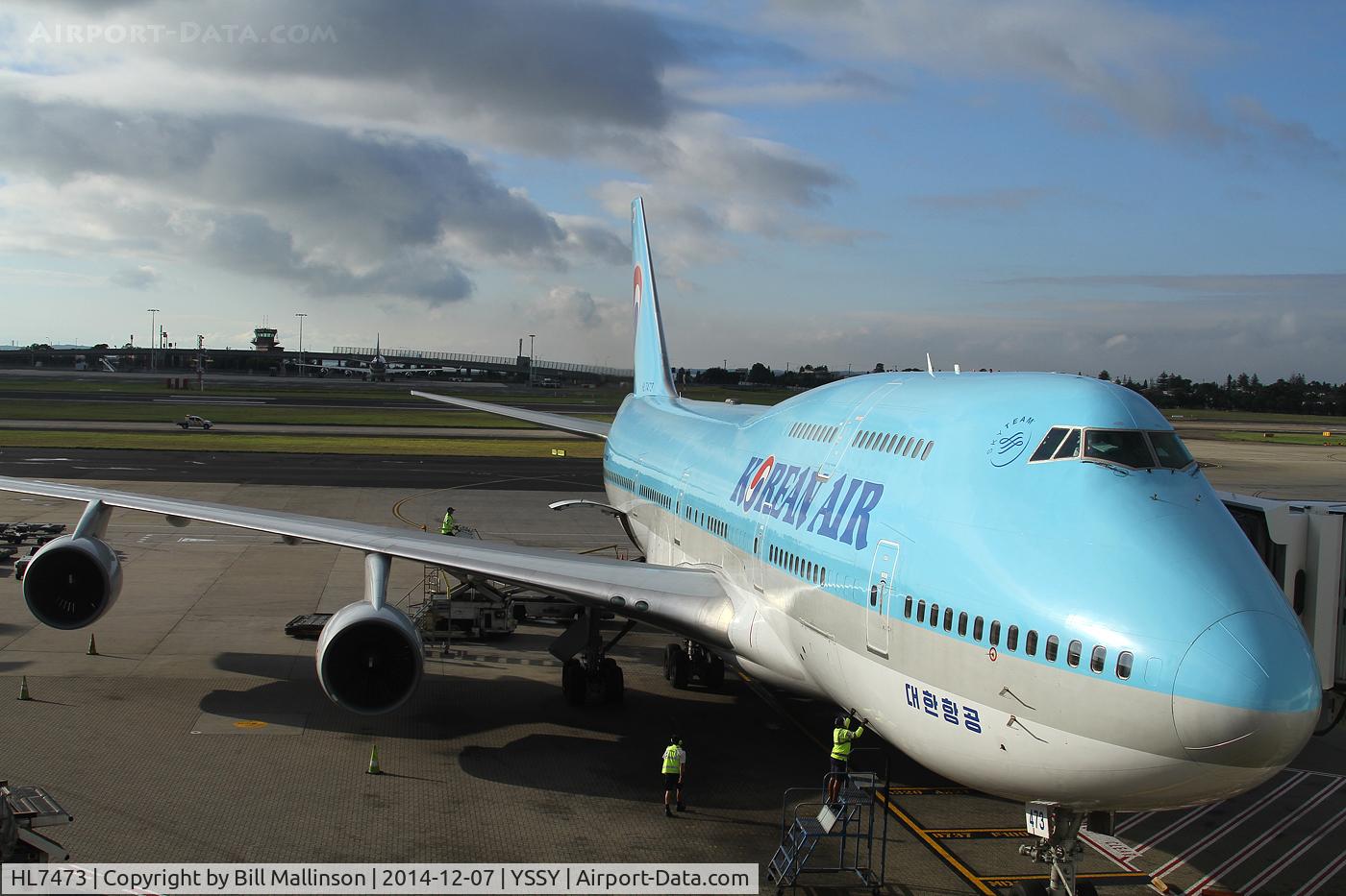 HL7473, 1996 Boeing 747-4B5 C/N 28335, parked at gate 58