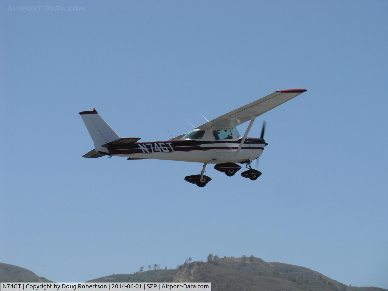 N74GT, 1969 Cessna 150J C/N 15070302, 1969 Cessna 150J, Continental O-200 100 Hp, takeoff climb Rwy 22