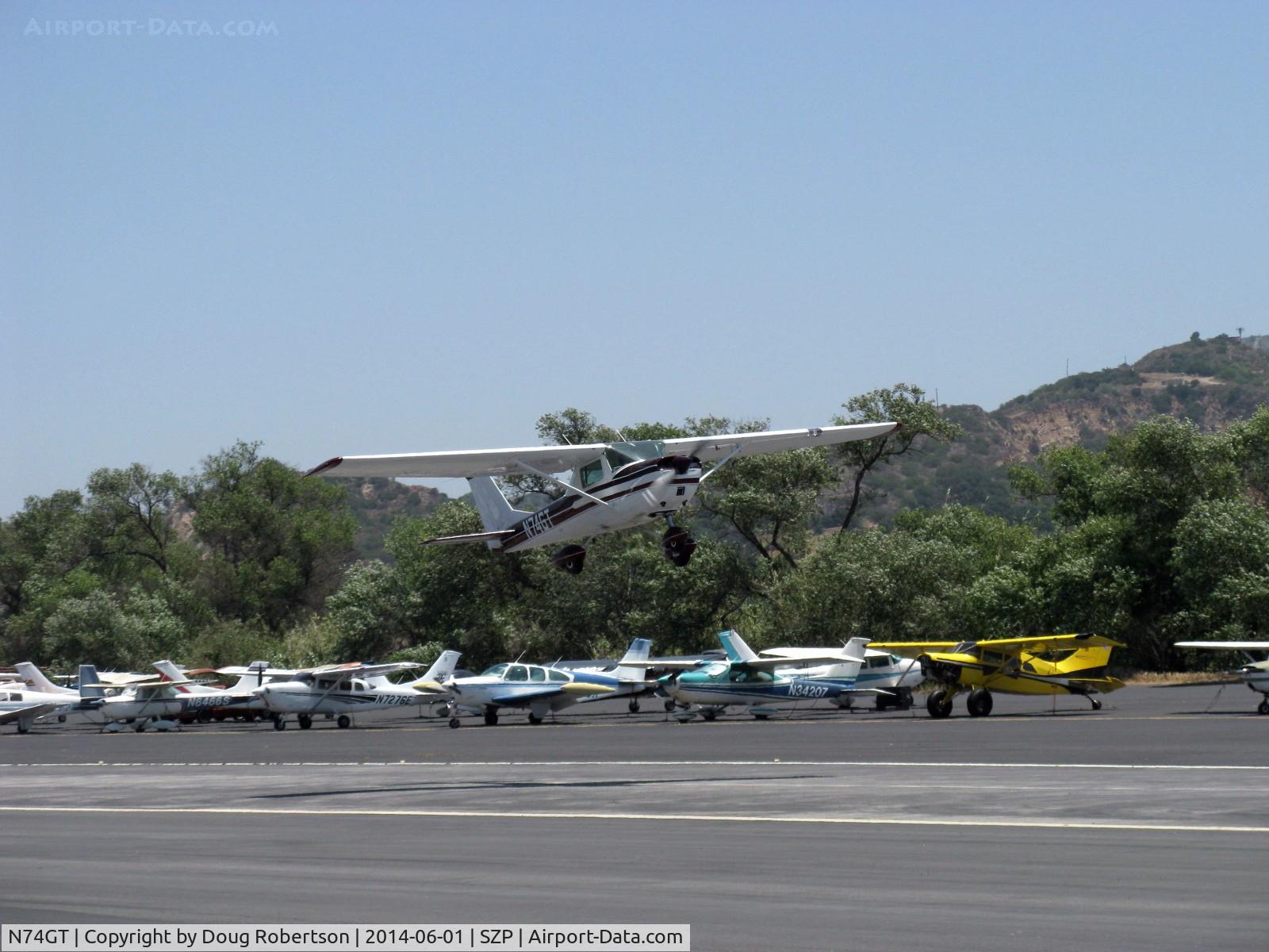 N74GT, 1969 Cessna 150J C/N 15070302, 1969 Cessna 150J, Continental O-200 100 Hp, takeoff climb Rwy 22