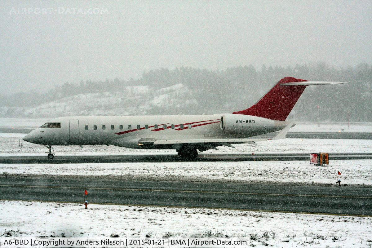 A6-BBD, 2009 Bombardier BD-700-1A10 Global Express C/N 9335, Arriving from Kuusamo, Finland.