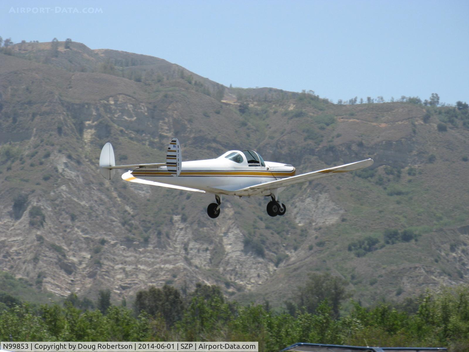 N99853, 1946 Erco 415C Ercoupe C/N 2476, 1946 ERCO Ercoupe 415-C, Continental O-200 100 Hp upgrade, low pass over 22