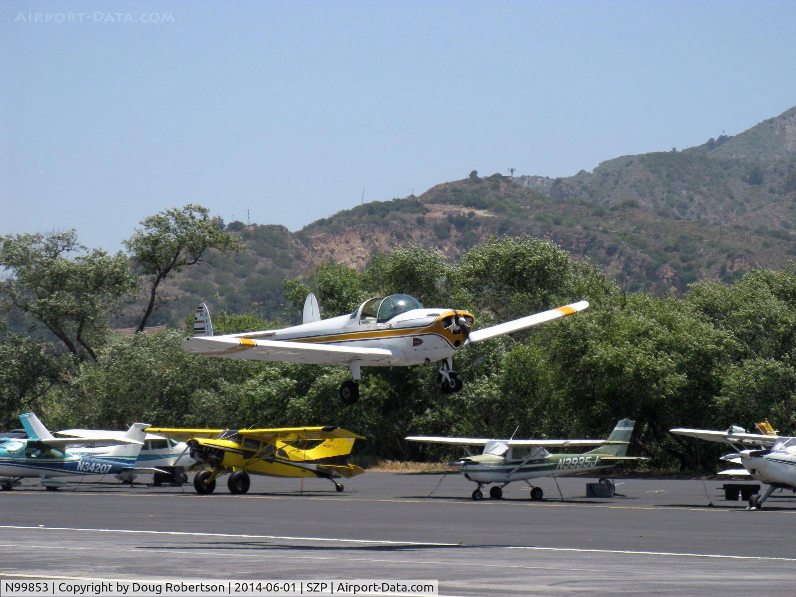 N99853, 1946 Erco 415C Ercoupe C/N 2476, 1946 ERCO Ercoupe 415-C, Continental O-200 100 Hp upgrade by STC, low pass over 22