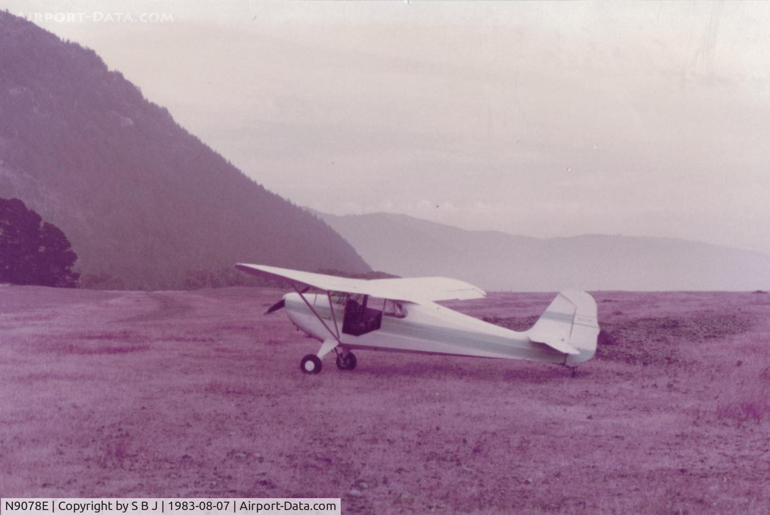N9078E, 1946 Aeronca 11AC Chief C/N 11AC-710, 78E with a quick stop at Big Flat on the Northern California coast in 1986.