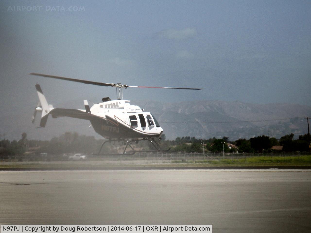 N97PJ, Bell 206L-3 LongRanger III C/N 51114, Bell 206L-3 LongRanger III, one Allison 250-C30P Turboshaft 650 shp, liftoff turn from ramp, apologies for poor quality shot