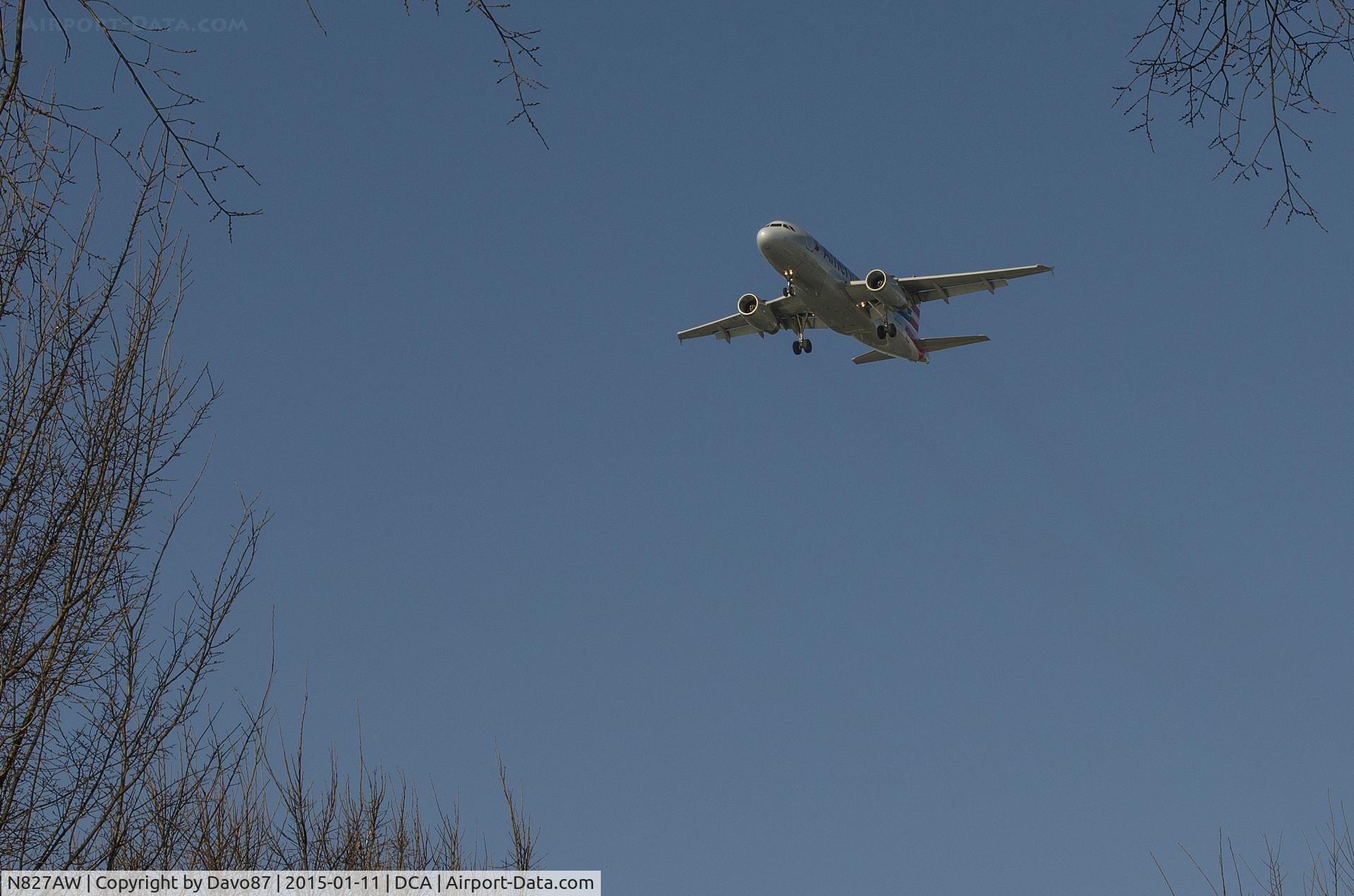 N827AW, 2001 Airbus A319-132 C/N 1547, American Airlines Airbus A319-132 _ N827AW on approach to Ronald Reagan Washington National Airport.