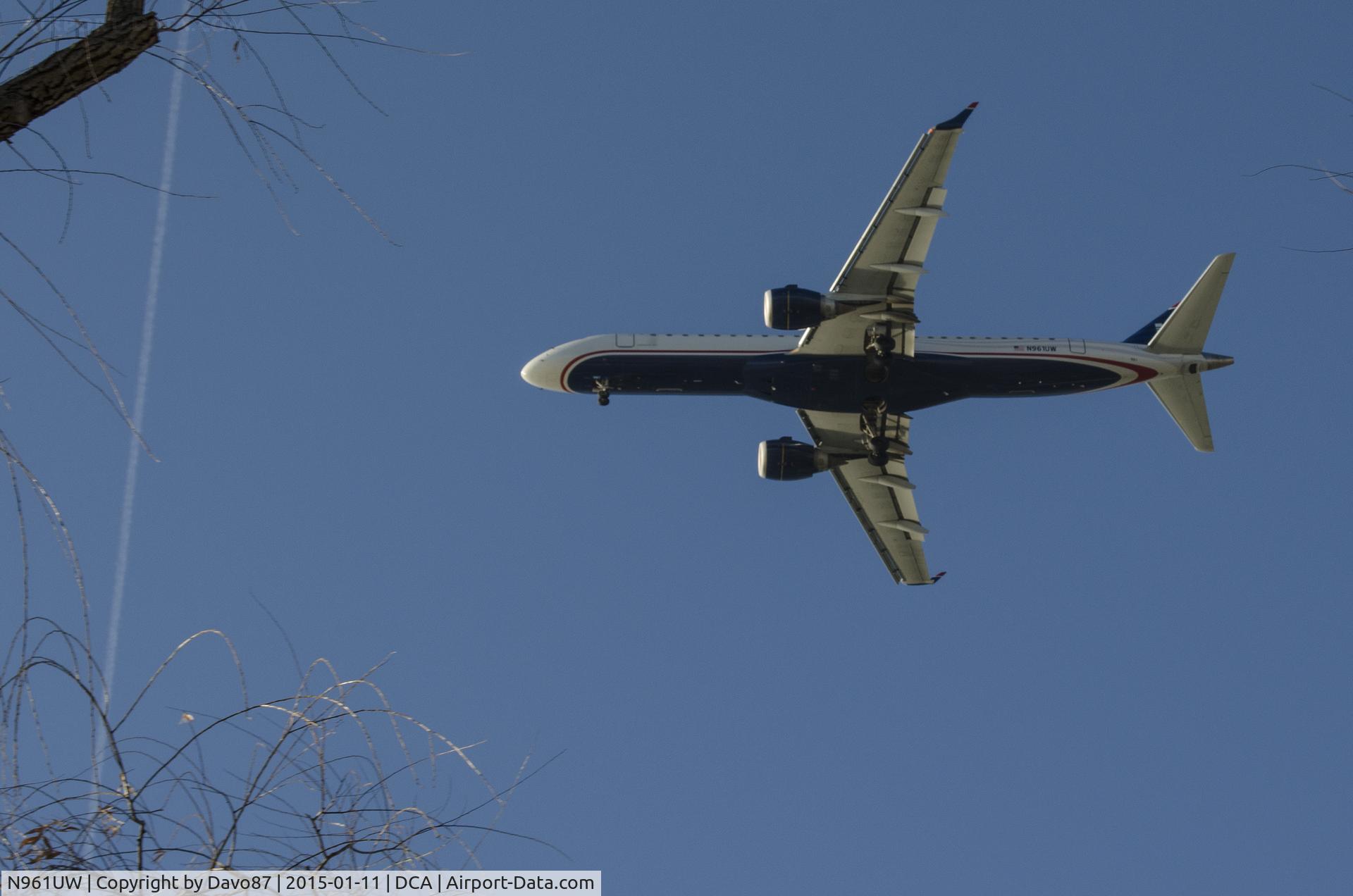 N961UW, 2008 Embraer 190AR (ERJ-190-100IGW) C/N 19000183, US Airways Embraer ERJ-190AR _ N961UW on approach to Ronald Reagan Washington National Airport.