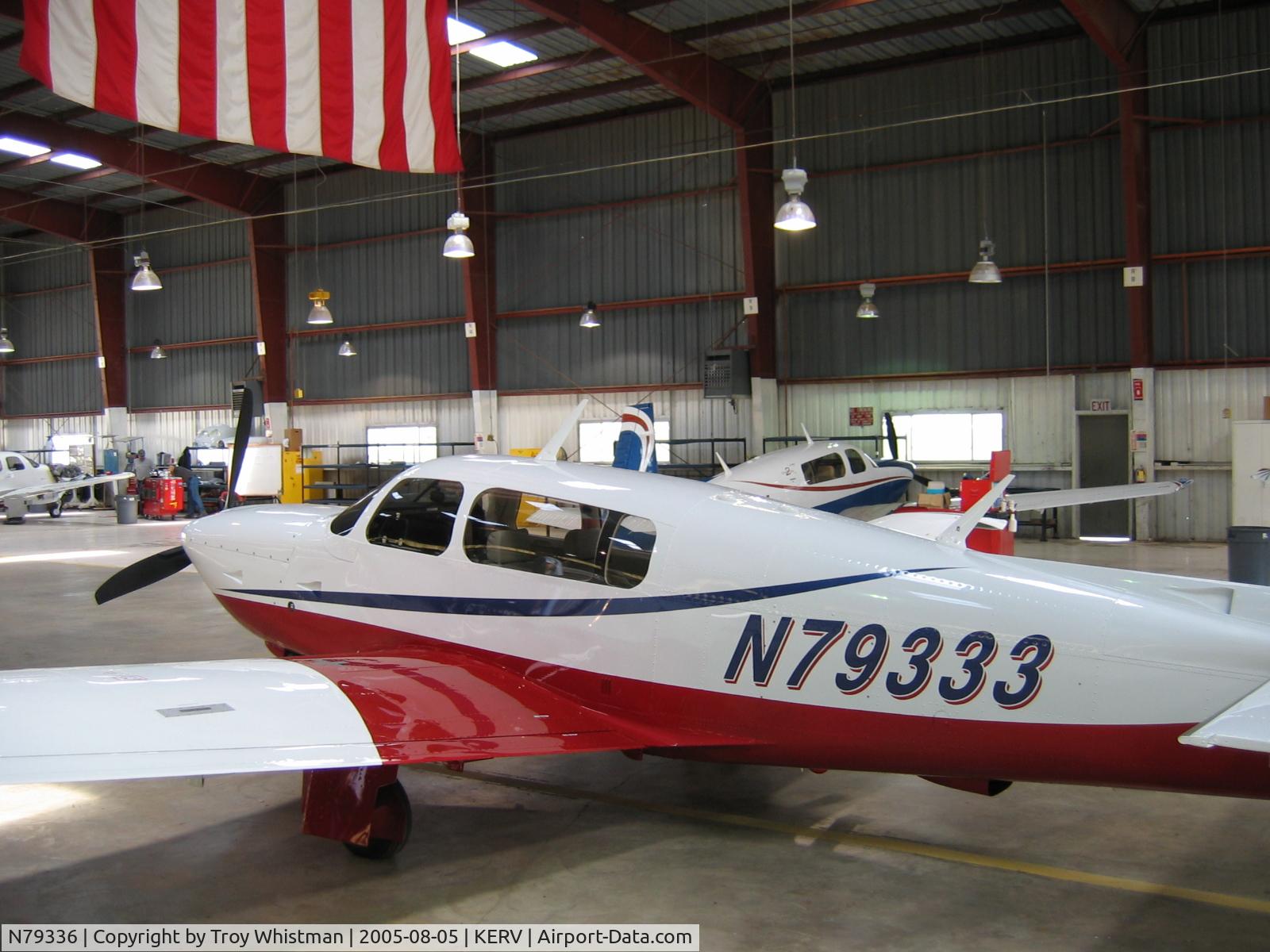 N79336, 2005 Mooney M20R Ovation C/N 29-0379, Mooney N79336 (S/N 29-0379) was originally N79333.  The owner of the N79333 tail number upgraded to an Ovation in 2010, and N79333 was redubbed N79336.  Here's a picture of N79336 as N79333 in the Mooney factory, Aug 2005.