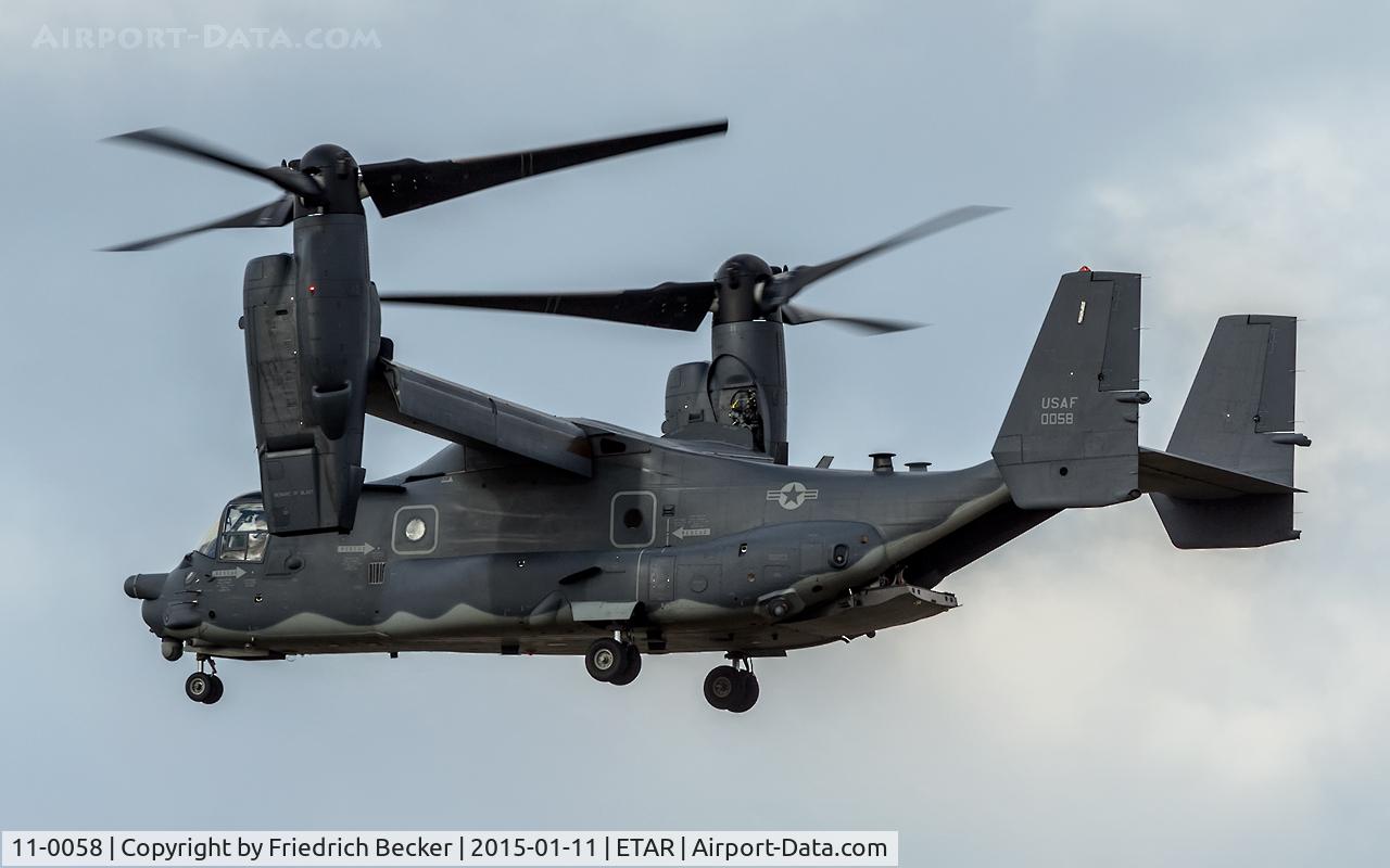 11-0058, 2011 Bell-Boeing CV-22B Osprey C/N D1037, on final RW26