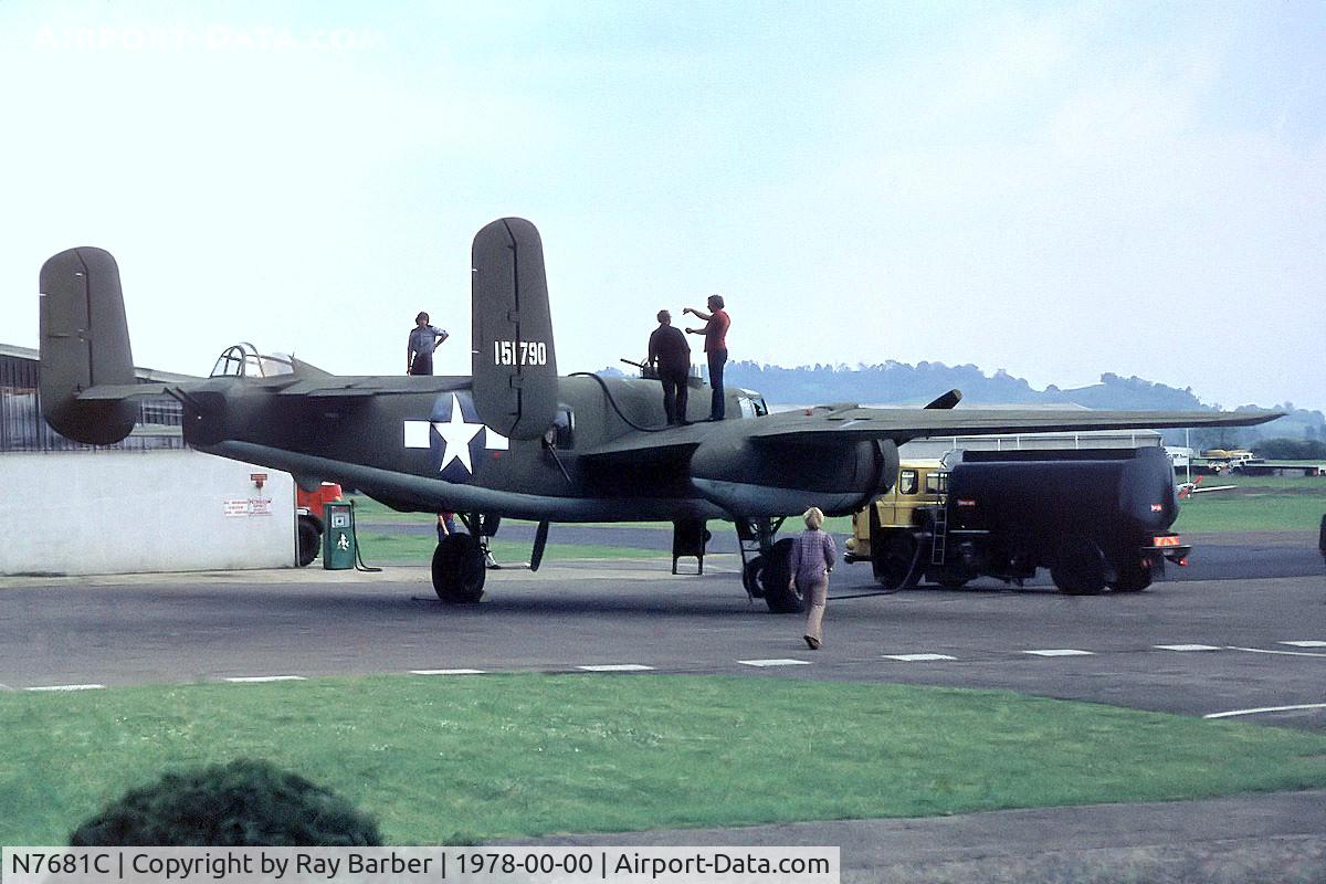 N7681C, 1944 North American TB-25N Mitchell C/N 108-47455 (44-86701), North American TB-25N Mitchell [108-47455] (Place unknown) 1978. From a slide.
