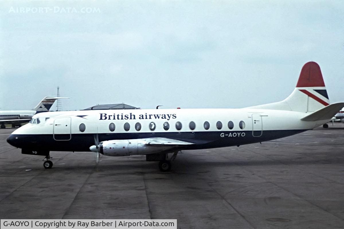 G-AOYO, 1958 Vickers Viscount 806 C/N 264, Vickers 806 Viscount [264] (Place and date unknown). From a slide.