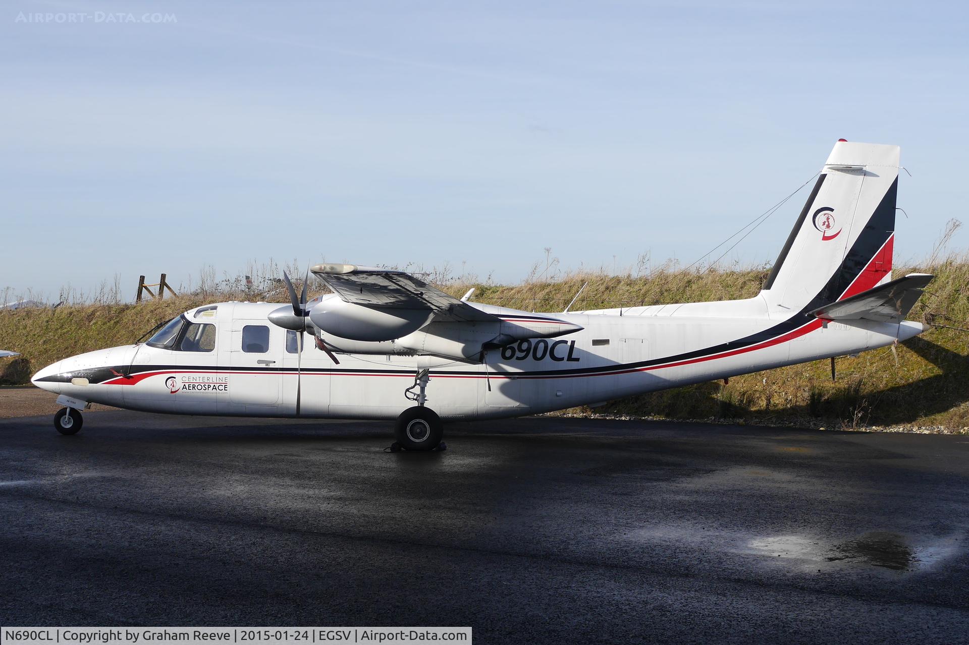 N690CL, 1974 Rockwell International 690A Turbo Commander C/N 11153, Parked at Old Buckenham.