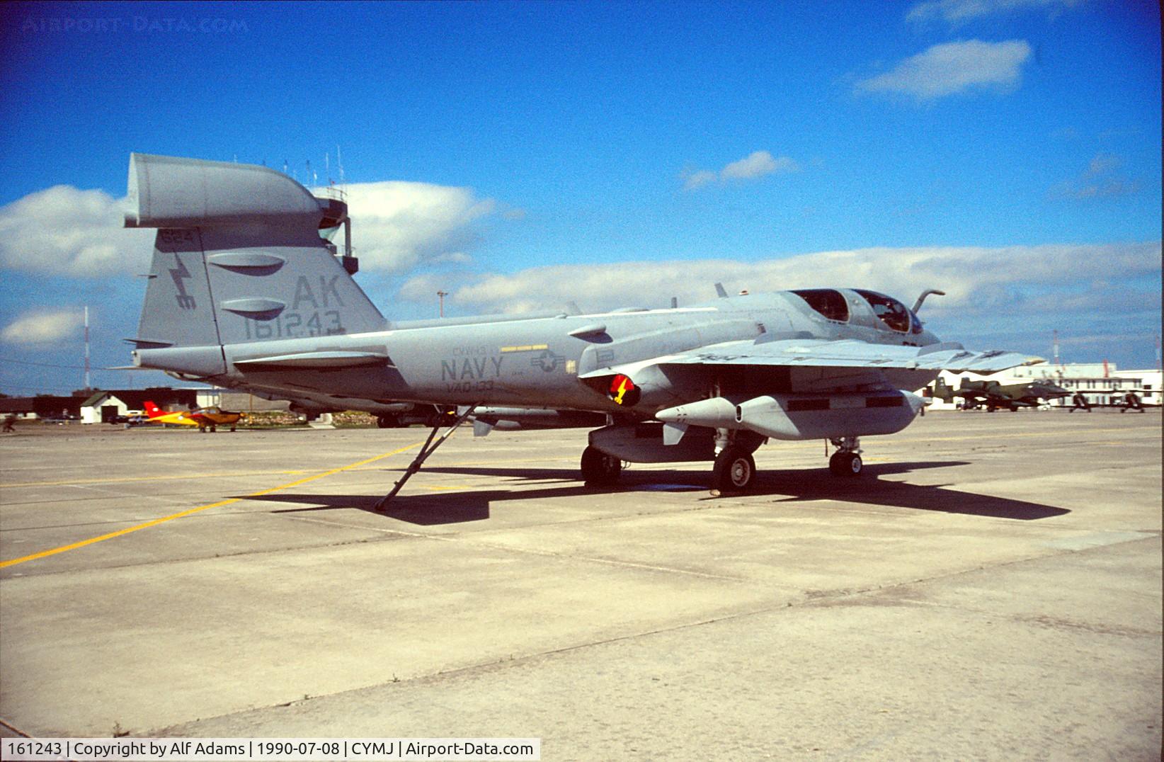 161243, Grumman EA-6B Prowler C/N P-86, Displayed at the annual airshow at Canadian Forces Base Moose Jaw, Saskatchewan, Canada in 1990.
