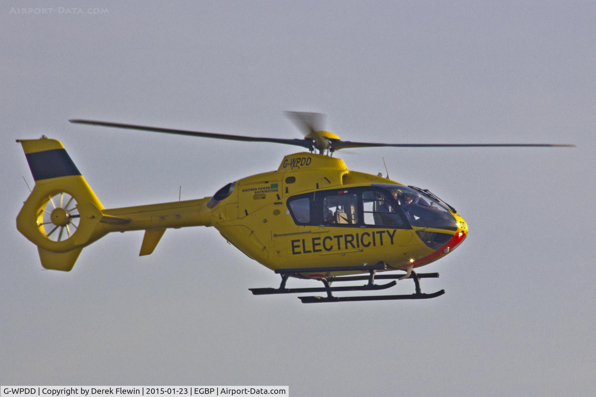 G-WPDD, 1999 Eurocopter EC-135P-1 C/N 0071, EC-135P-1, Western Power Distribution,  Bristol Lulsgate based, ex D-HSOS, seen departing runway 26 at EGBP.