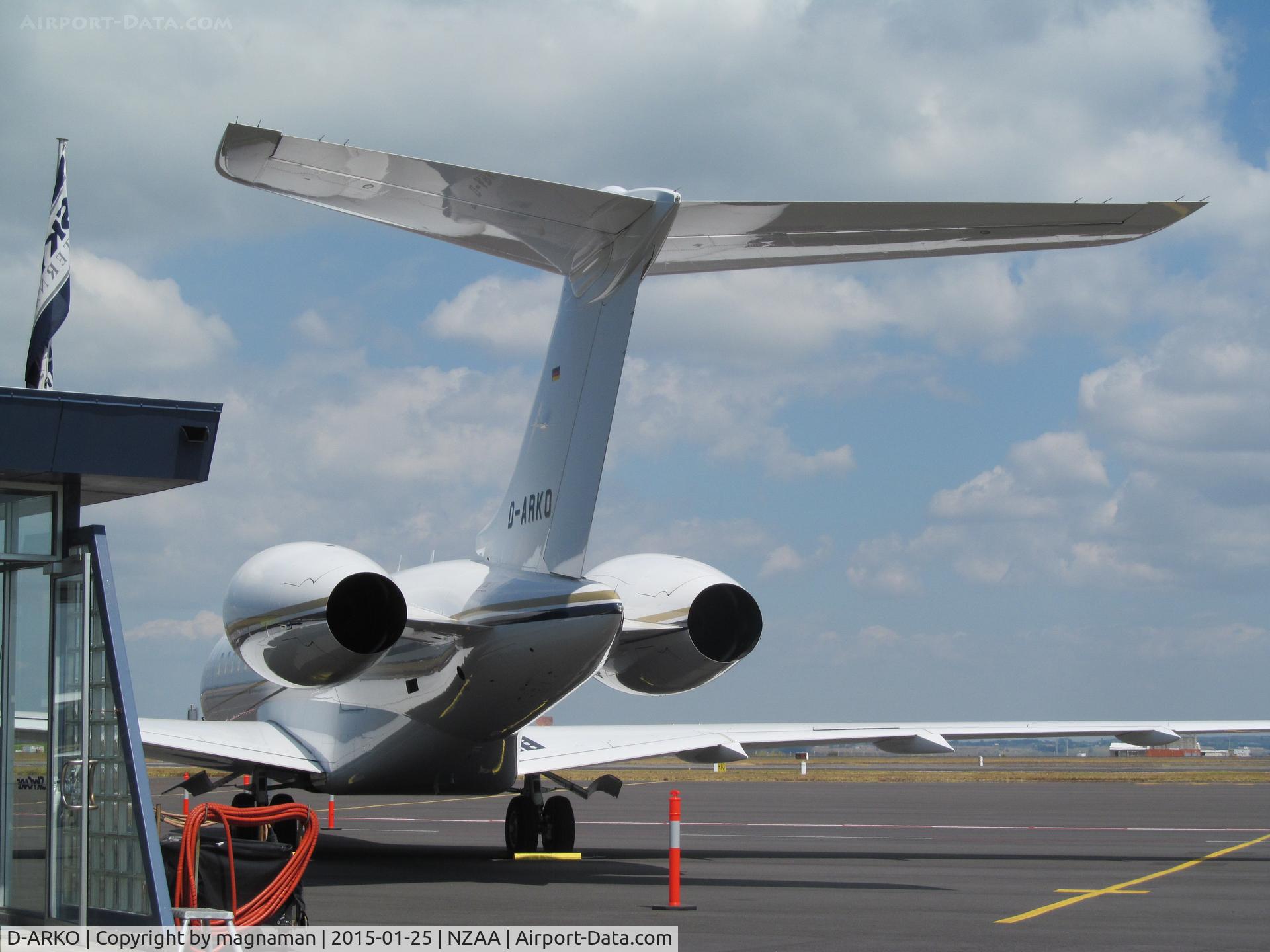 D-ARKO, 2009 Bombardier BD-700-1A10 Global Express C/N 9348, rear end view