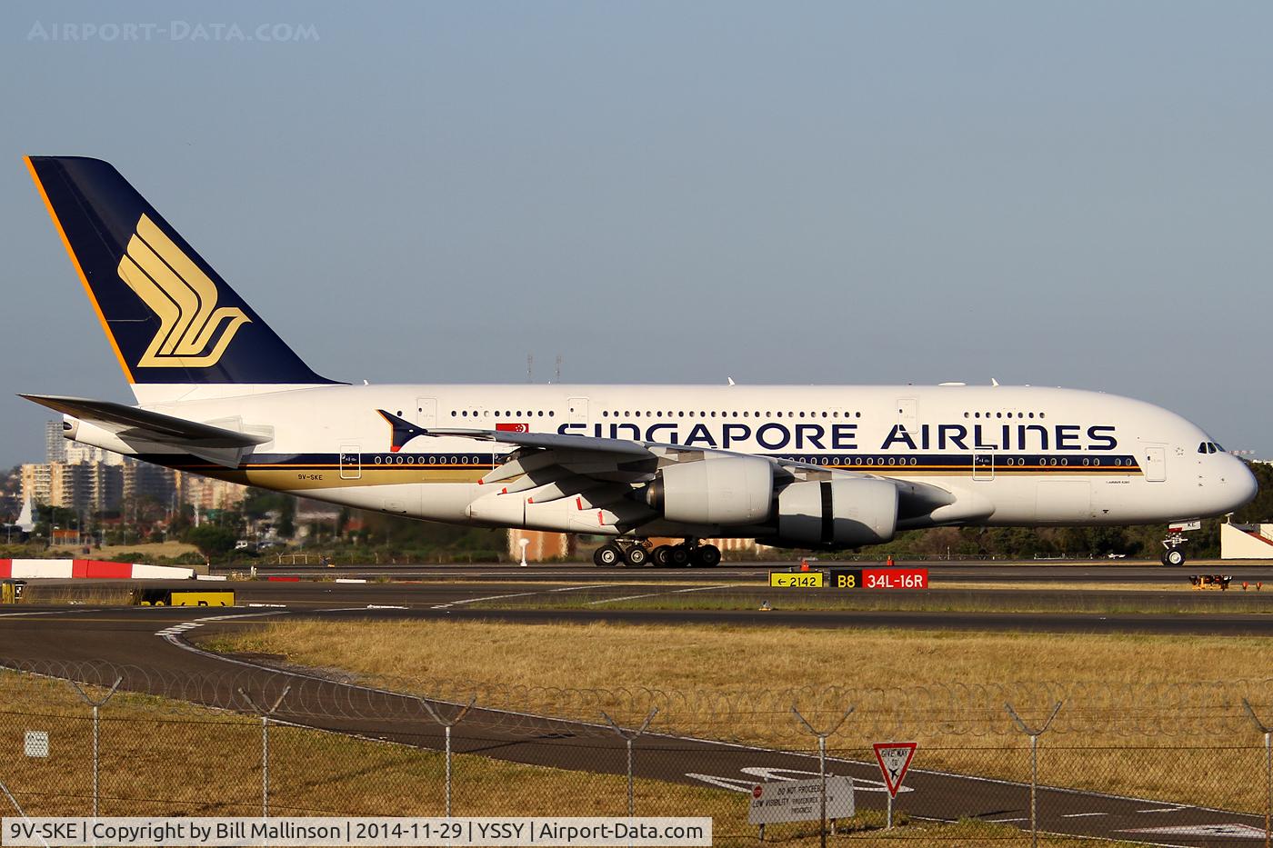 9V-SKE, 2007 Airbus A380-841 C/N 010, TAXIING FROM 34L