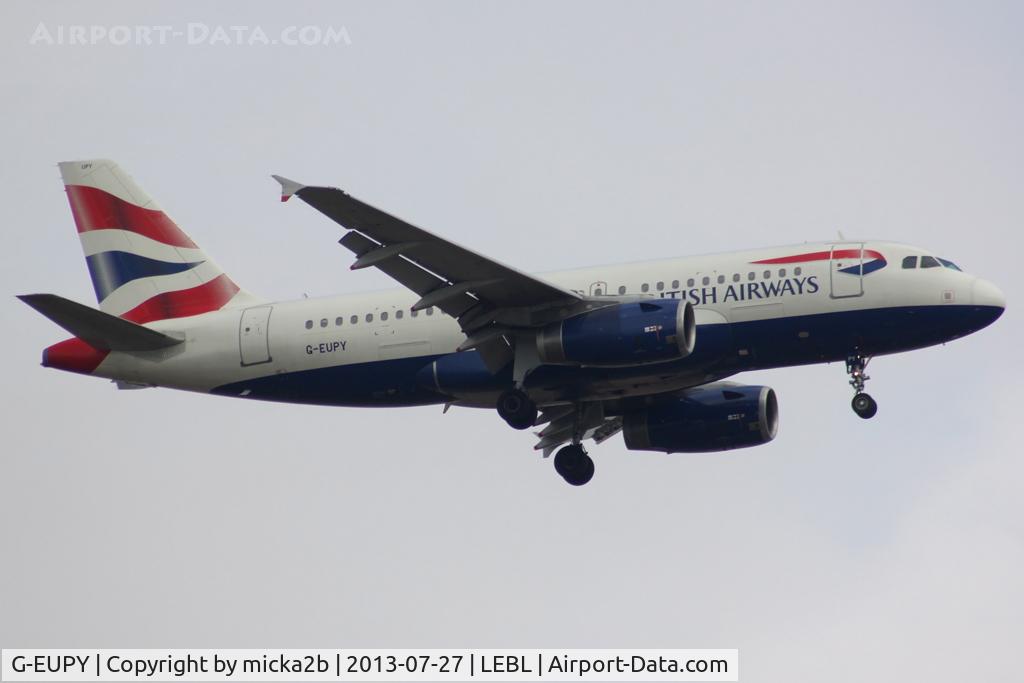 G-EUPY, 2001 Airbus A319-131 C/N 1466, Landing. Scrapped in april 2025.