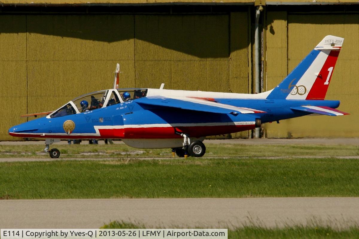 E114, Dassault-Dornier Alpha Jet E C/N E114, Dassault-Dornier Alpha Jet E, Athos 01, Leader of Patrouille de France, Taxiing after landing, Salon de Provence Air Base 701 (LFMY) Open day 2013