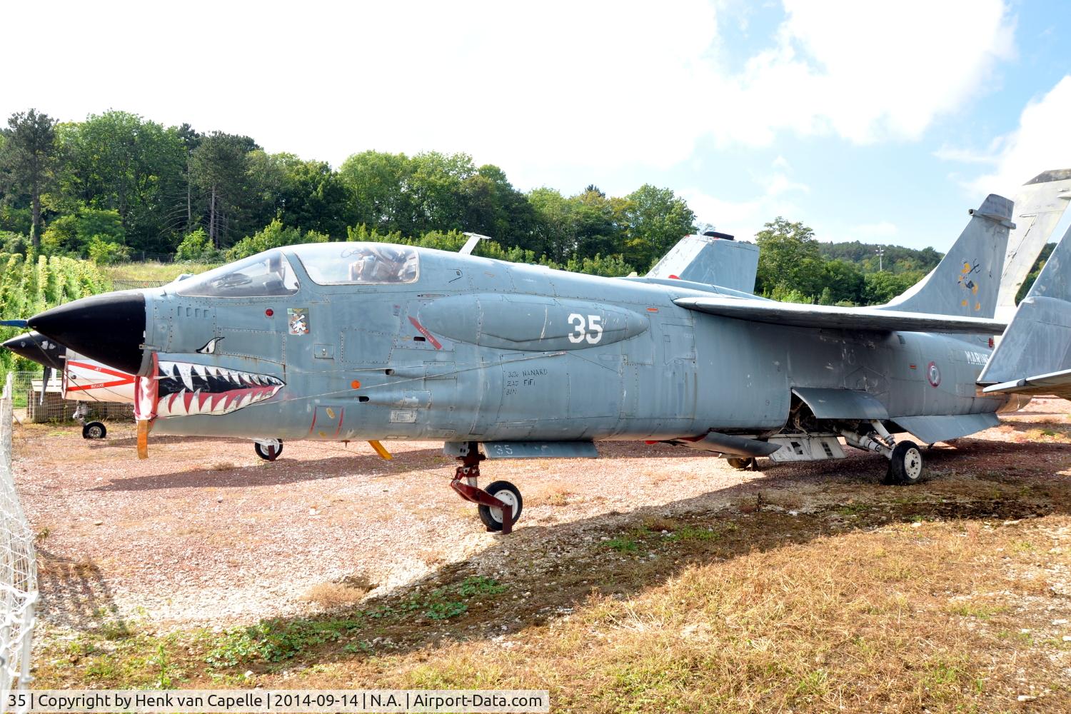 35, Vought F-8E(FN) Crusader C/N 1252, Aéronavale (French Naval Aviation) F-8P Crusader fighter preserved at the Chateau de Savigny aircraft museum. Looks weathered ...