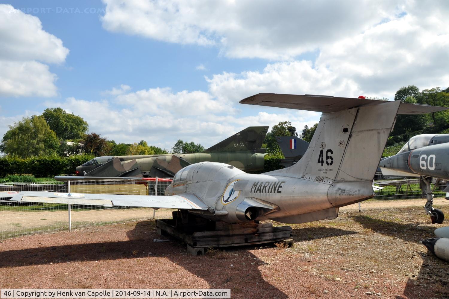46, Morane-Saulnier MS.760 Paris C/N 46, Morane-Saulnier MS.760 Paris jet-trainer of the French Navy at the Chateau de Savigny aircraft museum.