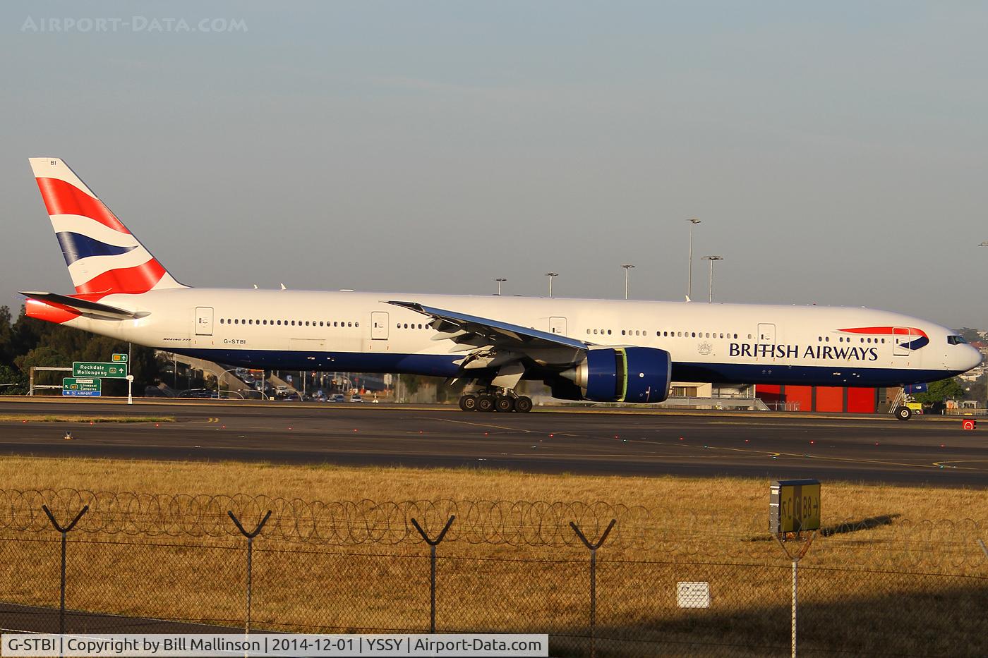 G-STBI, 2013 Boeing 777-336/ER C/N 43702, taxiing from 34L as BA15 from LHR via SIN