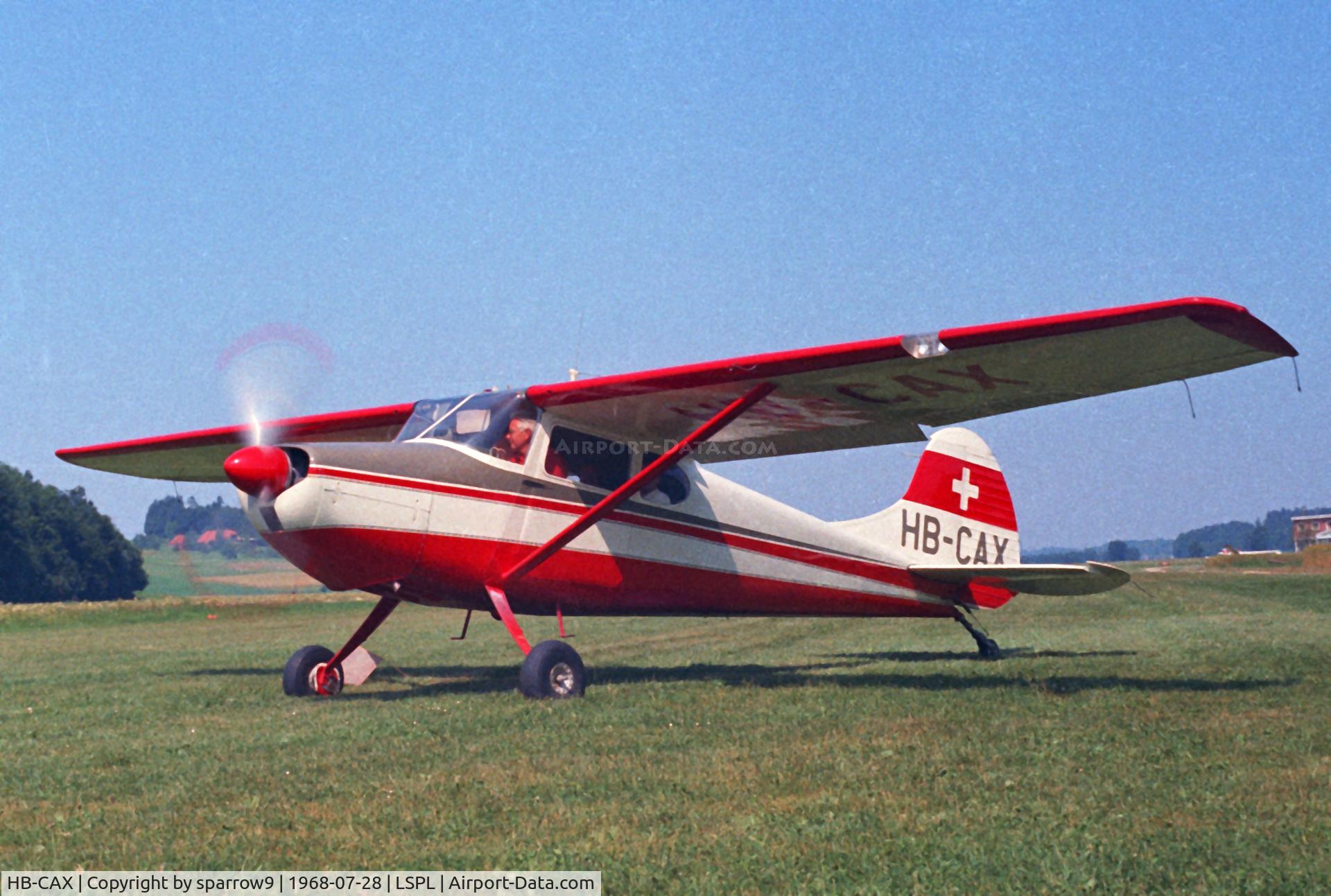 HB-CAX, 1950 Cessna 170A C/N 19644, Ready for a scenic flight. Foto taken between 1968 and 1972. Scanned from a negative.
