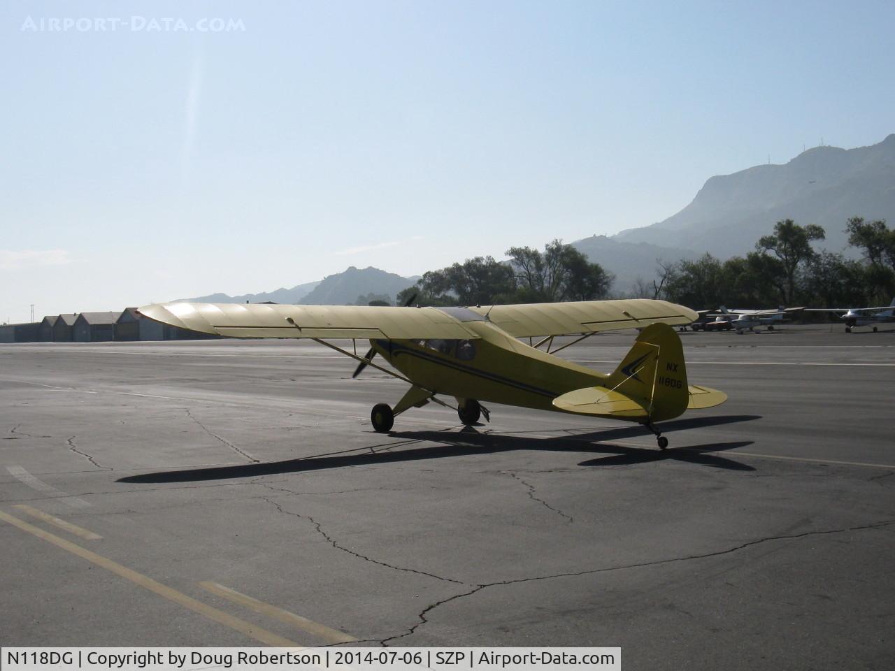 N118DG, 2008 Piper PA-18 Replica C/N 001, 2008 Ganzer XPA18, Continental O-200 100 Hp, taxi to 22