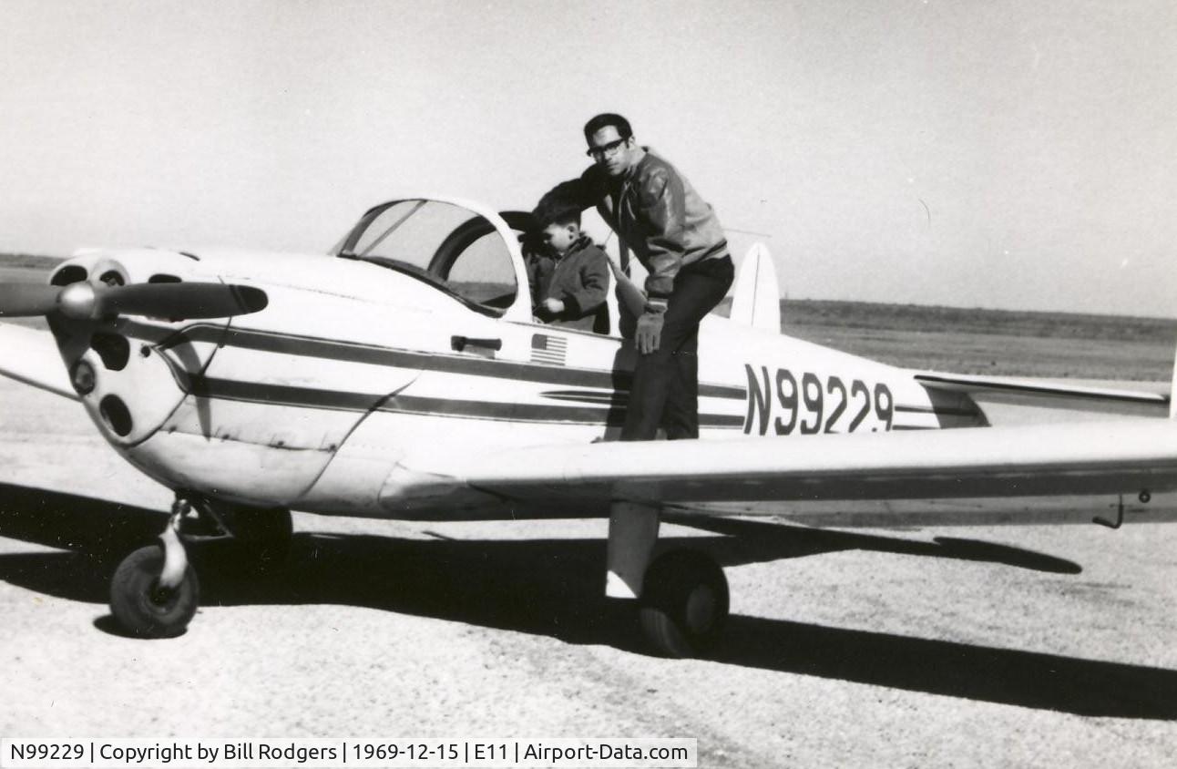 N99229, 1946 Erco 415D Ercoupe C/N 1852, Pilot Ken Rodgers w/ son Kurtis at Andrews, Texas in December, 1969. Plane was owned by my dad, Bill Rodgers.