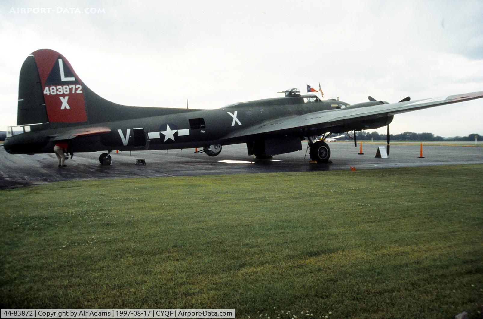 44-83872, 1944 Boeing B-17G Fortress C/N 32513, Displayed at the airshow at Red Deer, Alberta, Canada in 1997.