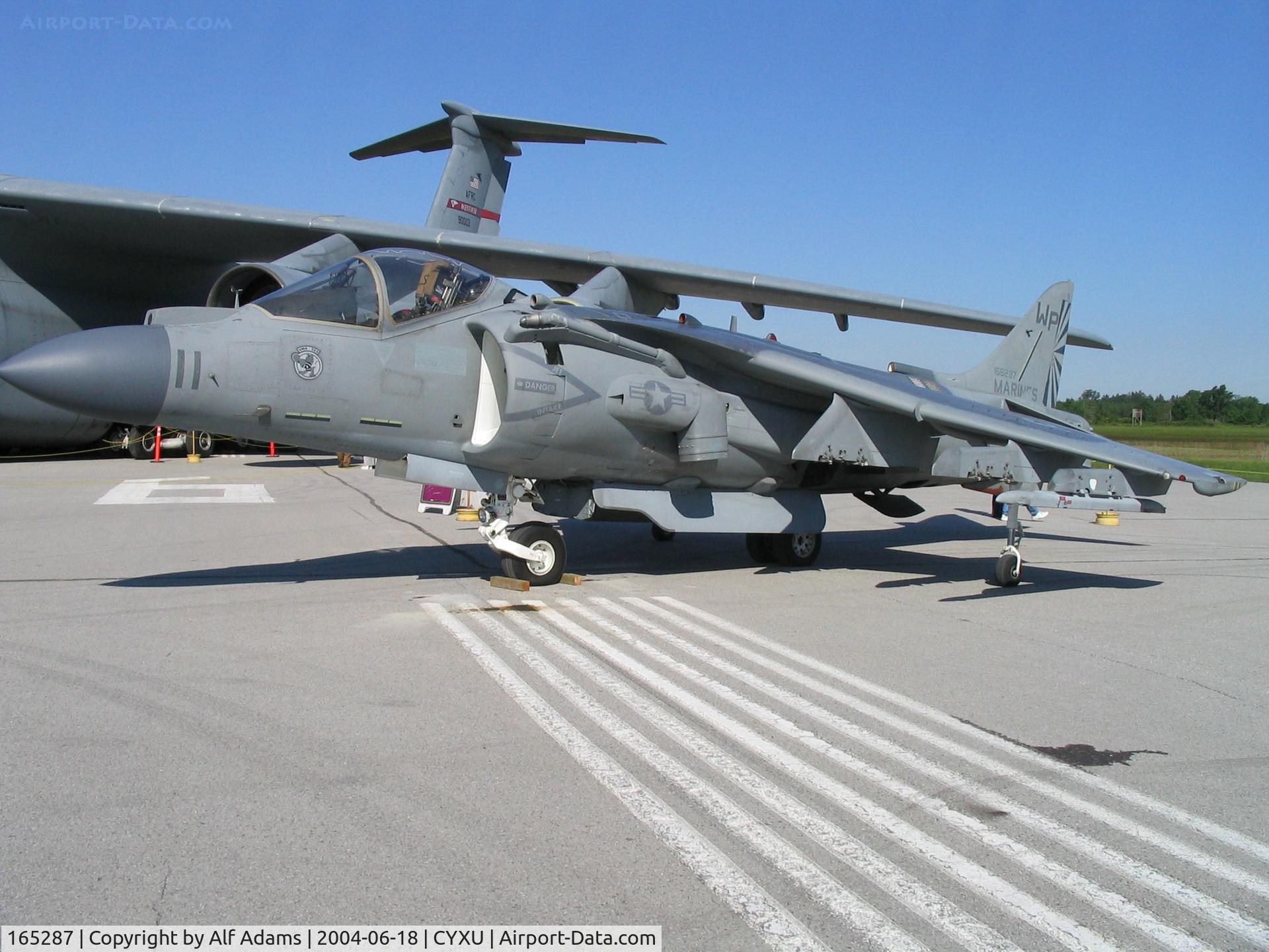 165287, McDonnell Douglas AV-8B Harrier II C/N B245, Displayed at the airshow at London, Ontario, Canada in 2004.