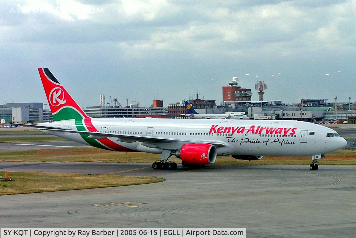 5Y-KQT, 2005 Boeing 777-2U8/ER C/N 33682, Boeing 777-2U8ER [33682] (Kenya Airways) Heathrow~G 15/06/2005
