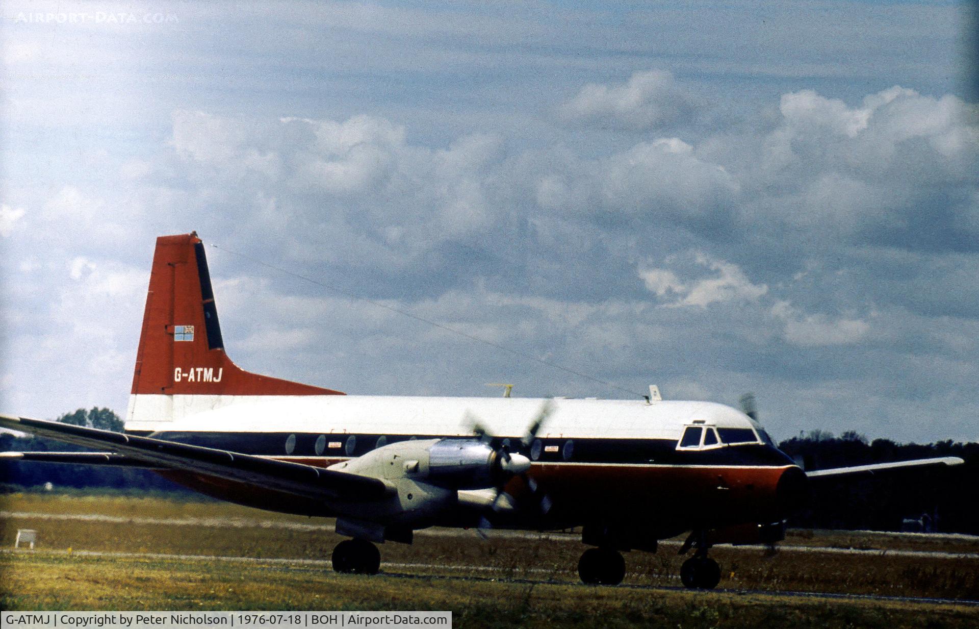 G-ATMJ, 1966 Hawker Siddeley HS.748 Series 2A C/N 1593, HS.748 Series 2 of the Civil Aviation Authority seen on a visit to Bournemouth Hurn in the Summer of 1976.
