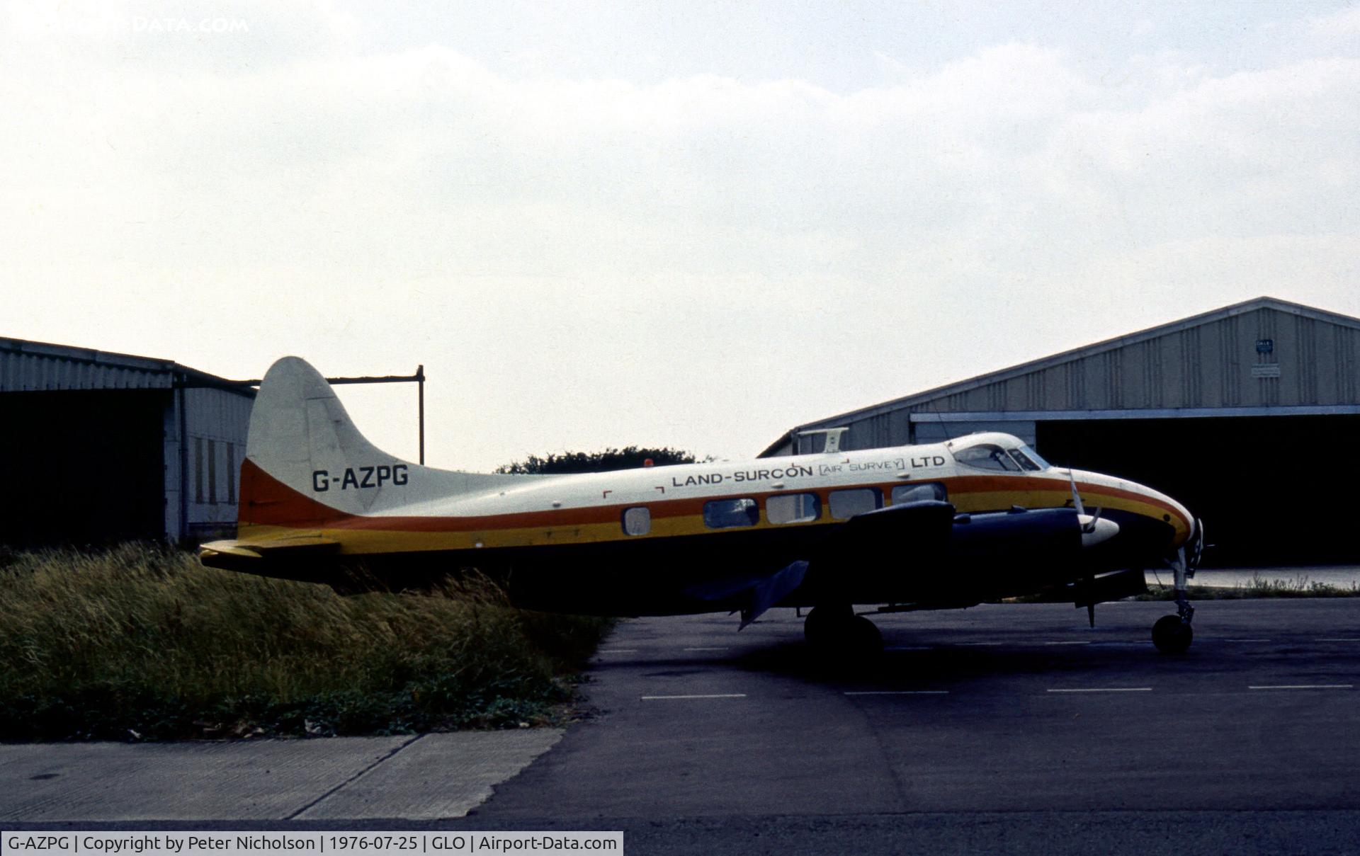 G-AZPG, 1955 De Havilland DH-104 Dove 5 C/N 04462, Dove 5 of Land-Surcon Limited at seen at Staverton in the Summer of 1976.