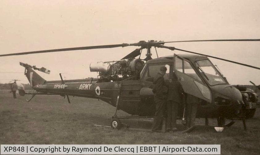 XP848, Westland Scout AH.1 C/N F9474, Belgian Army Light Aviation Meeting at Brasschaat (Antwerp) on 1966-09-18.
