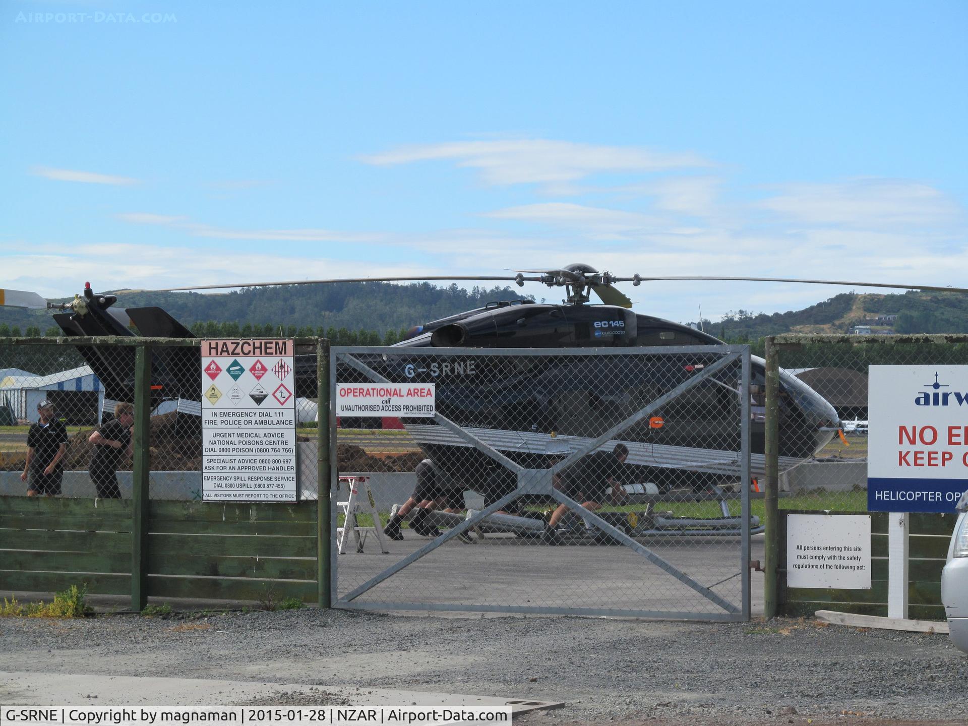 G-SRNE, 2010 Eurocopter-Kawasaki EC-145 (BK-117C-2) C/N 9283, at Ardmore for check - off of MV Serene which is in NZ waters.