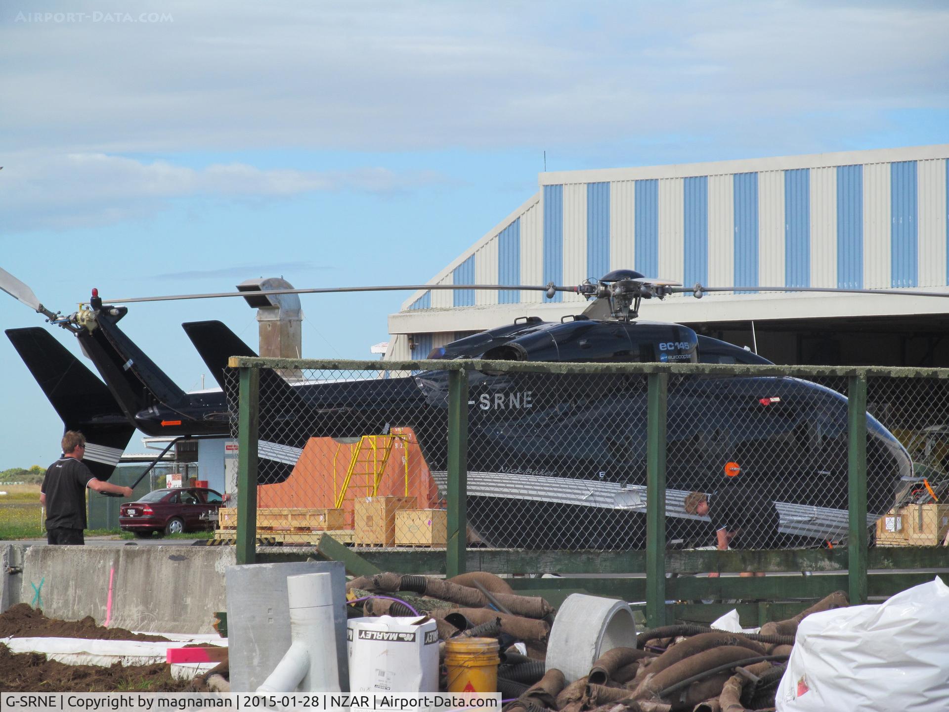 G-SRNE, 2010 Eurocopter-Kawasaki EC-145 (BK-117C-2) C/N 9283, building works on car park prevented clear photo.
Based on a ship. In for checks.