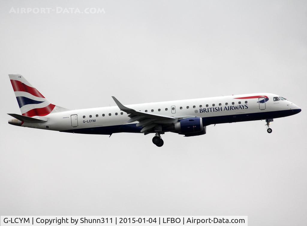 G-LCYM, 2010 Embraer 190SR (ERJ-190-100SR) C/N 19000351, Landing rwy 32L