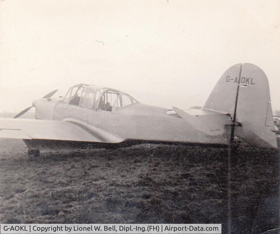 G-AOKL, 1949 Percival P-40 Prentice T1 C/N PAC-208, Ca. 1963, parachte club, Stanstead aerodrome near London, England. Used for parachute jumping. Participants had to climb backwards out of the rear door/window, then stand on the wing and jump backwards facing into the wind.