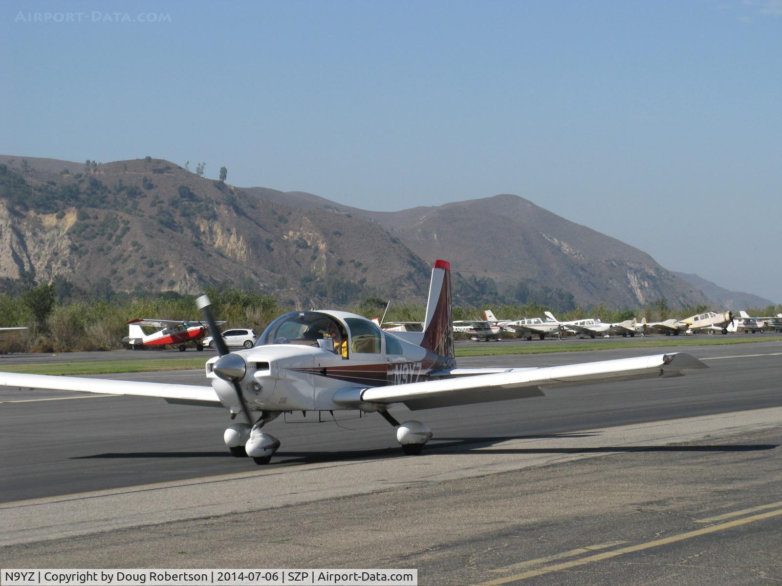 N9YZ, 1975 Grumman American AA-5A Cheetah C/N AA5-0822, 1975 Grumman American AA-5A CHEETAH, Lycoming O-320 150 Hp, taxi back to give Young Eagles Flights. Thank you Gary!