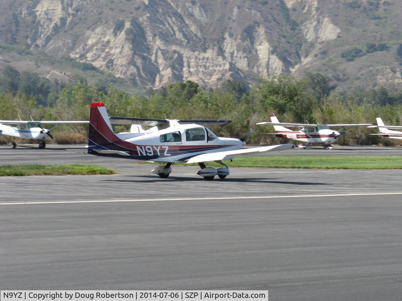 N9YZ, 1975 Grumman American AA-5A Cheetah C/N AA5-0822, 1975 Grumman AA-5A CHEETAH, Lycoming O-320 150 Hp, arriving from CMA to give Young Eagles Flights, landing roll Rwy 22