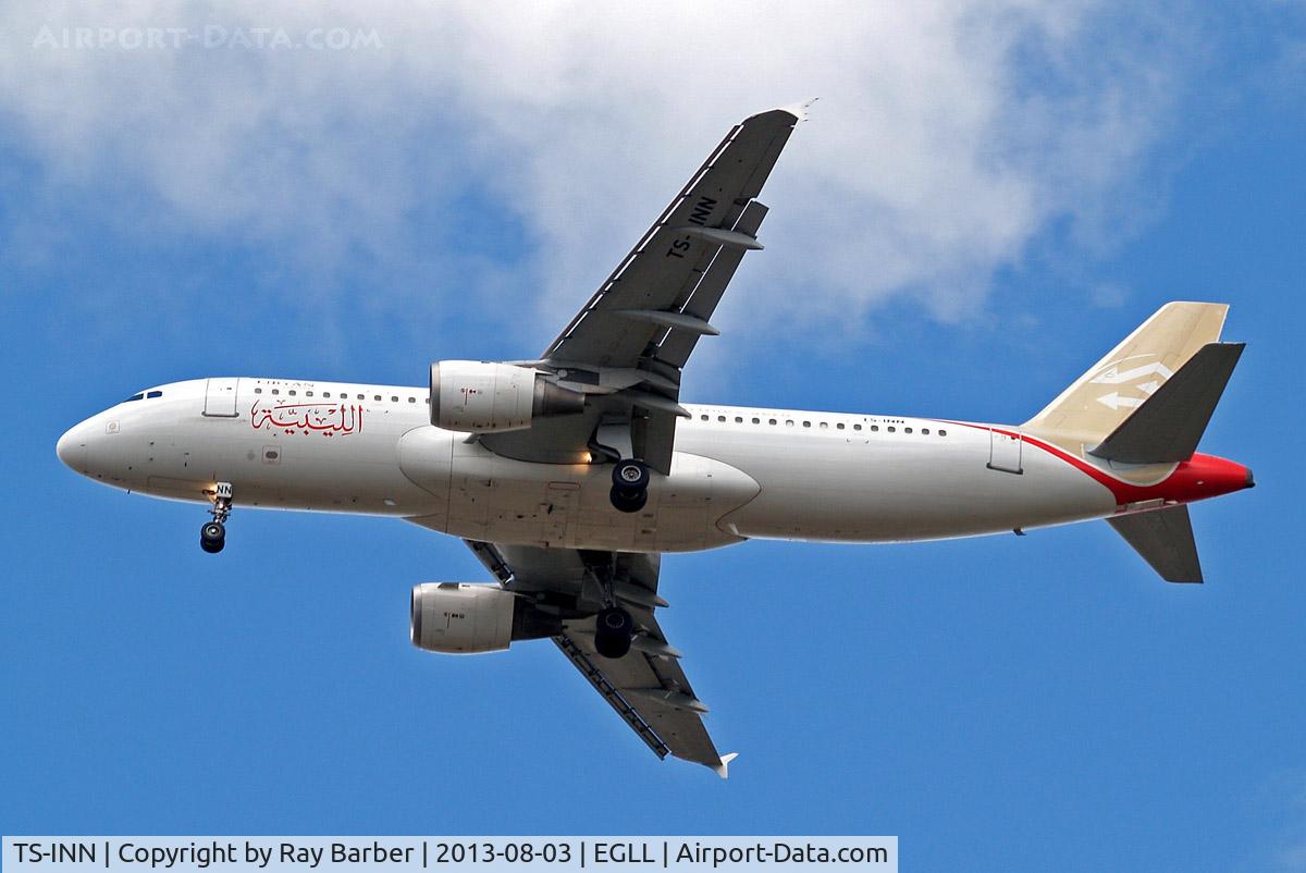 TS-INN, 1998 Airbus A320-212 C/N 793, Airbus A320-212 [0793] (Libyan Airlines) Home~G 03/08/2013. On approach 27R.