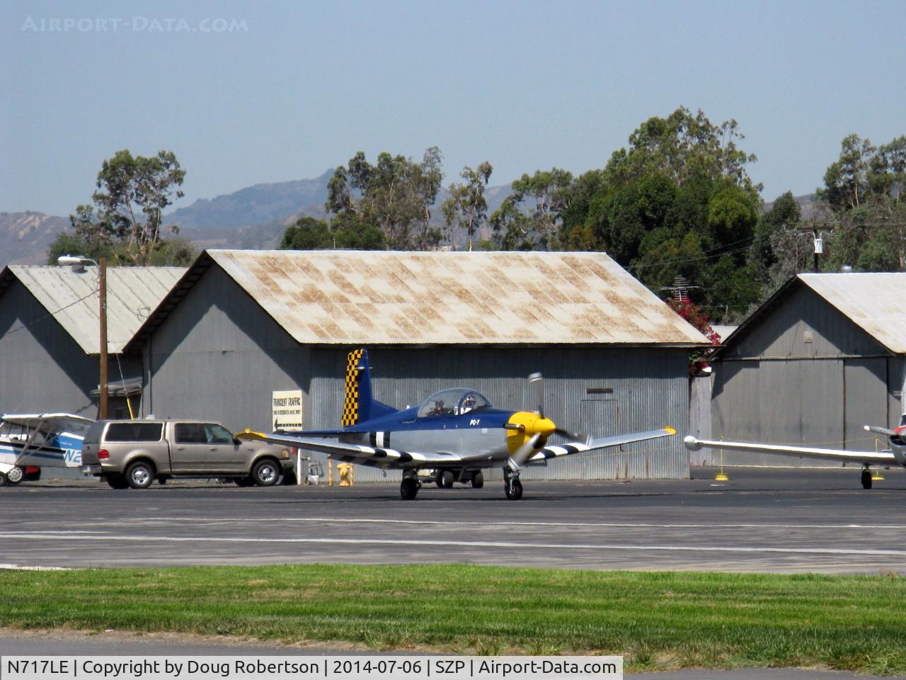 N717LE, 1988 Pilatus PC-7 C/N 549, 1988 Pilatus PC-7 Turbo Trainer, P&W-PT6A-25A Turboprop 550 shp with 3-blade prop, ejection seats optional after 1985, standard class warbird, max cruise 251 kts, 291 mph, holding short Rwy 22