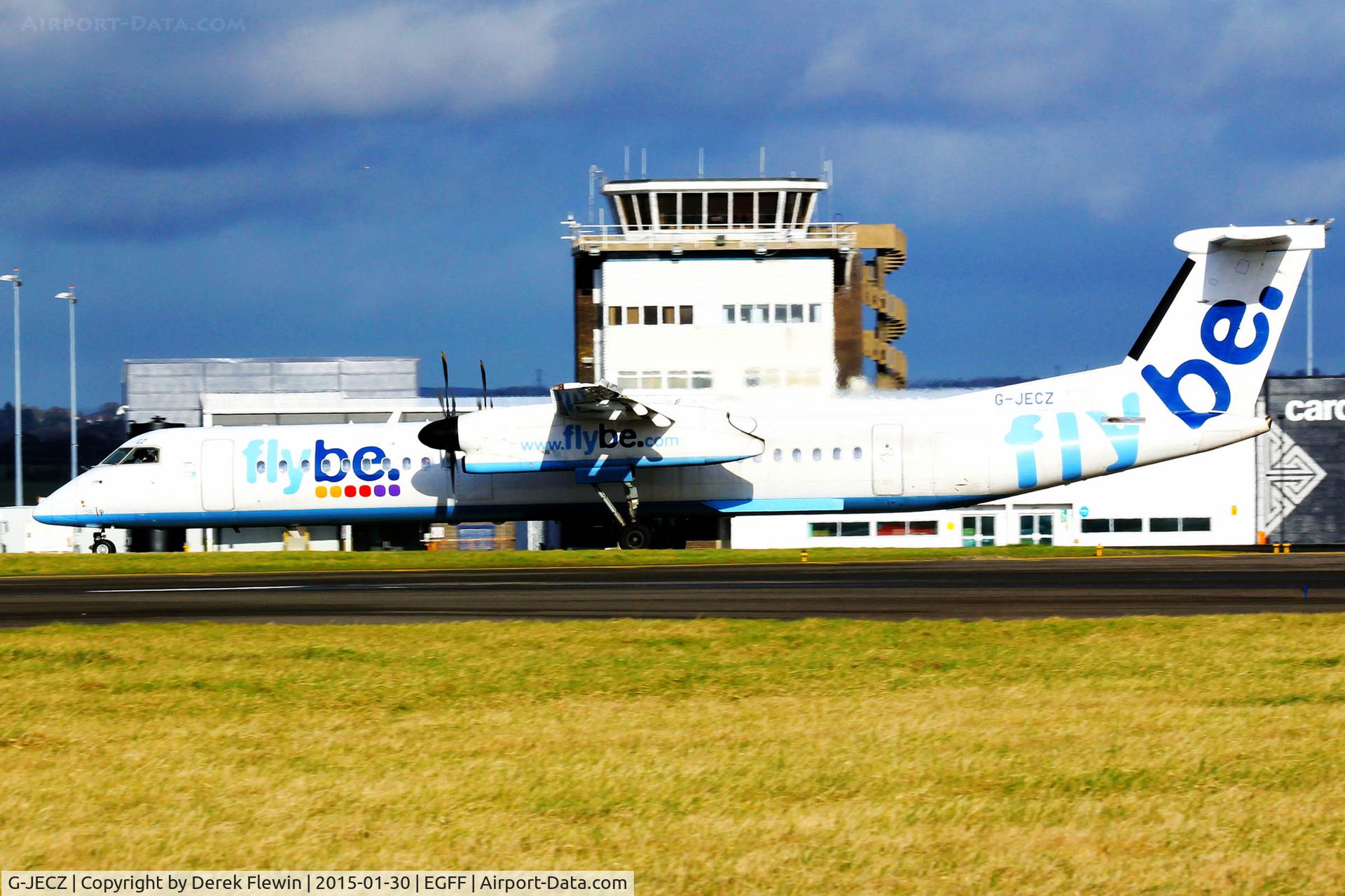 G-JECZ, 2007 De Havilland Canada DHC-8-402Q Dash 8 C/N 4179, DHC-8-402Q, Flybe owned, previously C-FMTV, callsign Jersey 4LG, out of Belfast City, seen shortly after landing on runway 30.
