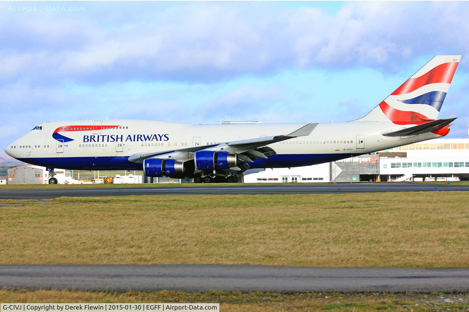 G-CIVJ, 1997 Boeing 747-436 C/N 25817, 747-436, BA owned, London Heathrow based, callsign Speedbird 9173, seen shortly after landing on runway 30, note open thruster doors
