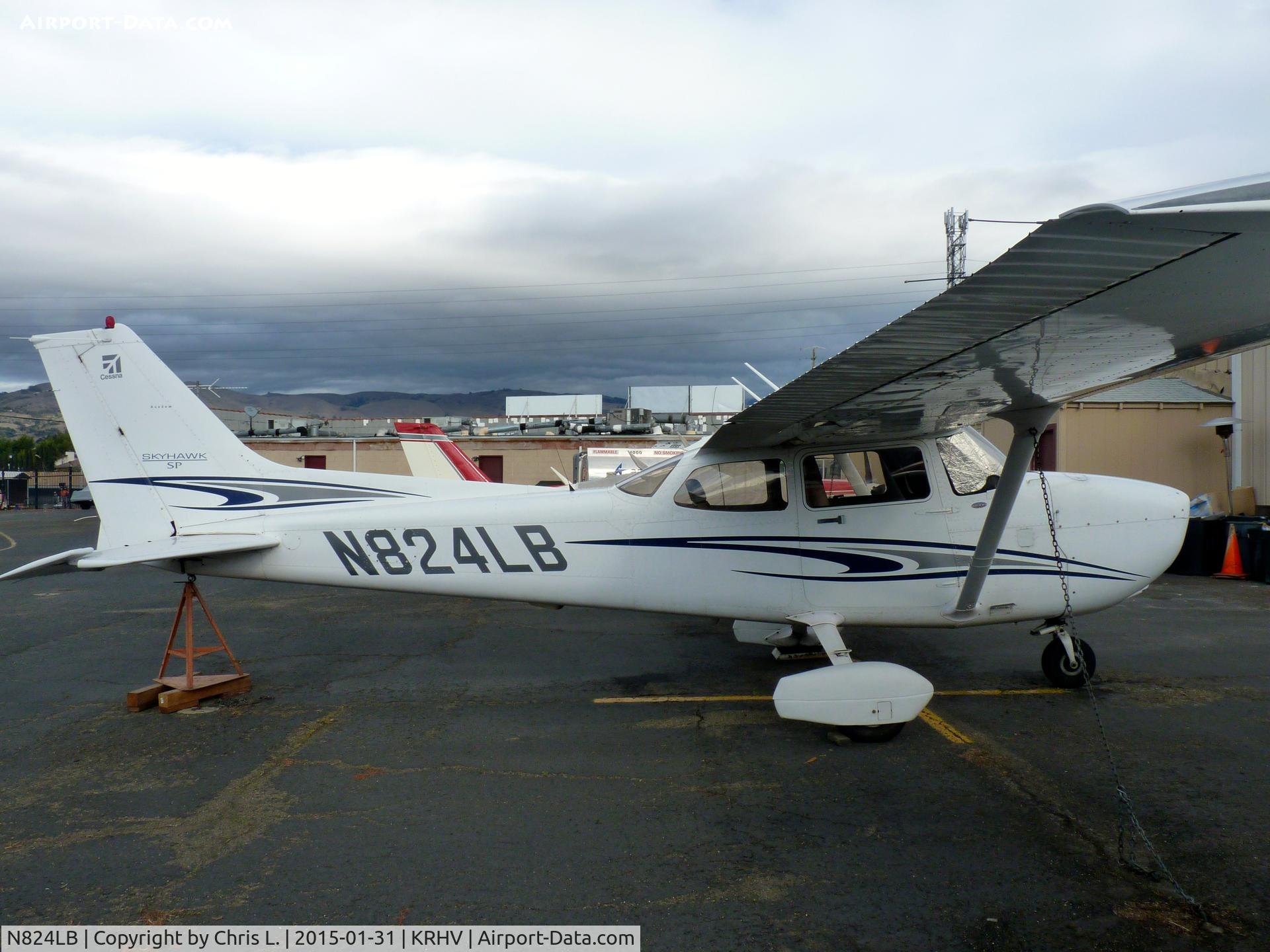N824LB, 2005 Cessna 172S C/N 172S9824, A Cessna 172S from Palo Alto sits for repairs in an overcast day at Reid-Hillview.