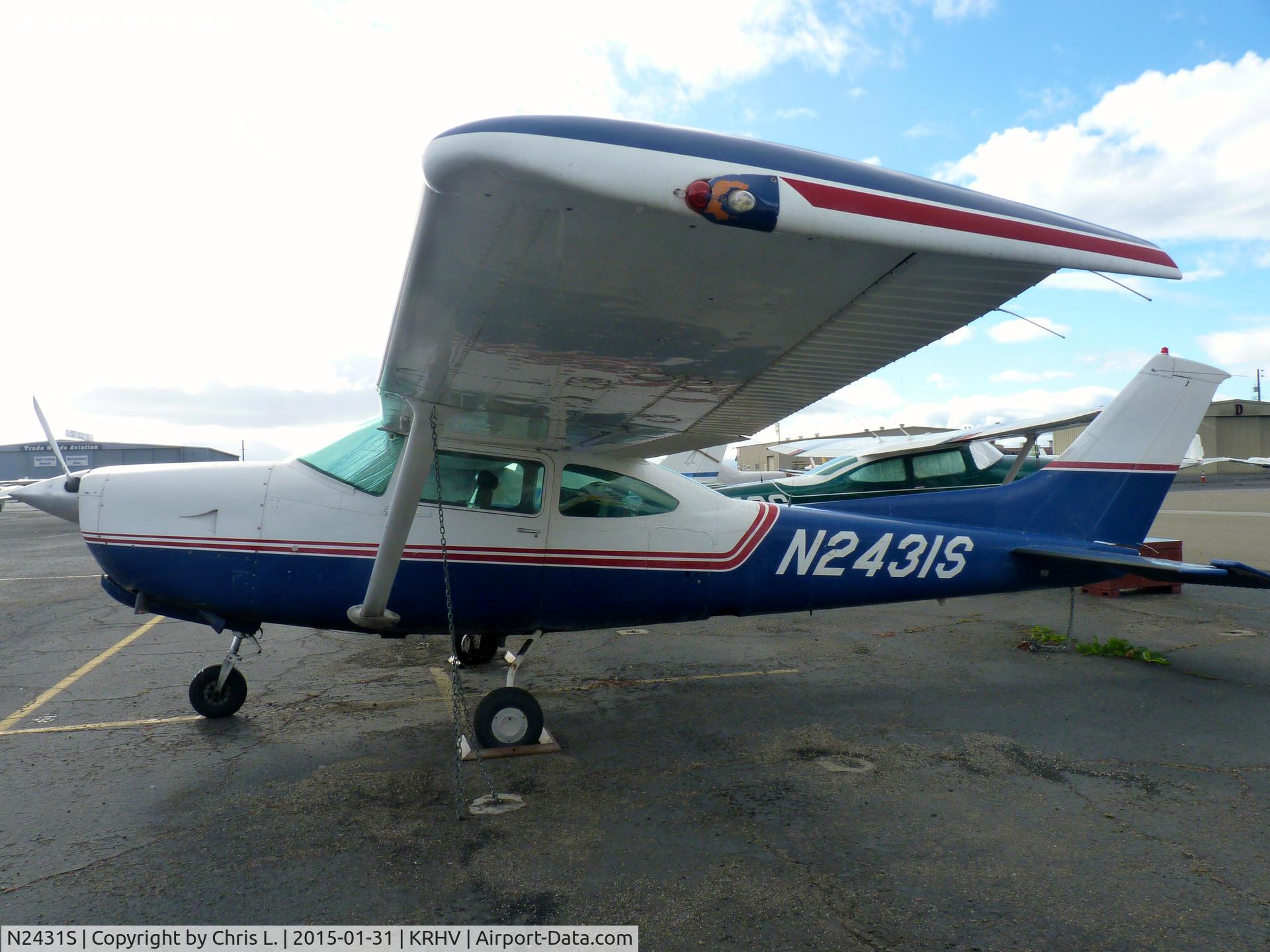 N2431S, 1979 Cessna TR182 Turbo Skylane RG C/N R18201340, A local Cessna 182RG sits on the ramp on an overcast day at Reid-Hillview.